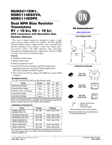 Dual NPN Bias Resistor Transistors, R1 = 10 kOhm, R2 = 10 kOhm