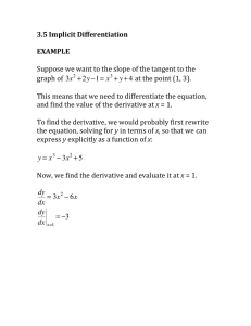 3.5 Implicit Differentiation EXAMPLE Suppose we want to the slope