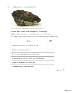 Q1. The picture shows a lump of phosphate rock. Phosphoric acid is