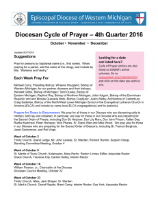 Diocesan Cycle of Prayer – 3rd Quarter 2016
