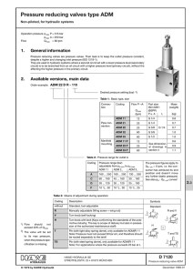 Pressure reducing valves type ADM