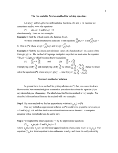 The two variable Newton method for solving equations Let a(x,y