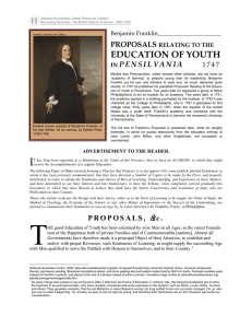 Benjamin Franklin, Proposals Relating to the Education of Youth in