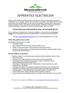 apprentice electrician - MeadowBrook Construction