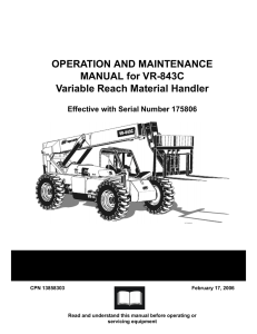 OPERATION AND MAINTENANCE MANUAL for VR