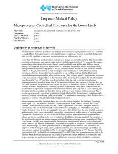 Microprocessor-Controlled Prostheses for the Lower