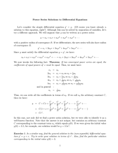Power Series Solutions to Differential Equations Let`s consider the