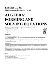 algebra: forming and solving equations