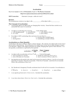 Physics Classroom Worksheets Key Unit 1