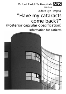 Cataracts: "Have my cataracts come back?"