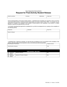 Request for Post-Activity Student Release