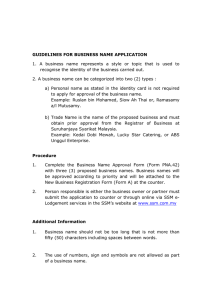 Guidelines for Business Name Application