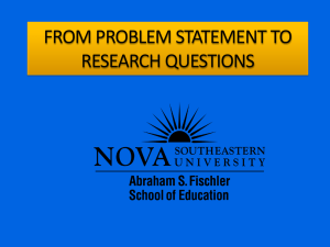FROM PROBLEM STATEMENT TO RESEARCH QUESTIONS