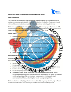 Annual IEEE Region 6 Humanitarian Engineering Project Award