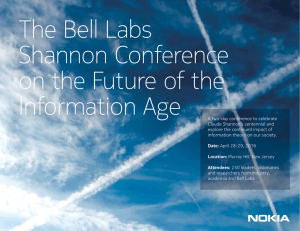 The Bell Labs Shannon Conference on the Future of the
