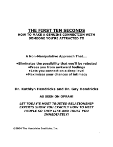 the first ten seconds - The Hendricks Institute