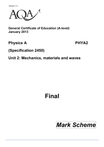 Mechanics, Materials and Waves January 2013