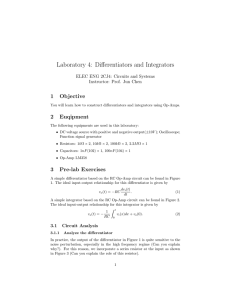 Laboratory 4: Differentiators and Integrators