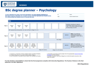 BSc degree planner – Psychology