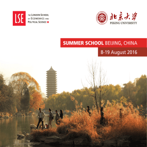SUMMER SCHOOL BEIJING, CHINA 8-19 August 2016