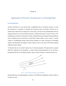 Application of Newton`s Second Law to a Flowing Fluid