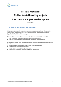 EIT Raw Materials Call for KAVA Upscaling projects Instructions and