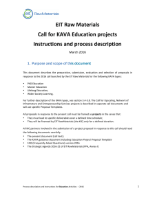 EIT Raw Materials Call for KAVA Education projects Instructions and