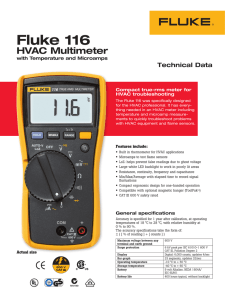 Fluke 116 Multimeter Data Sheet