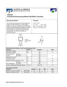 AOT400 N-Channel Enhancement Mode Field Effect Transistor
