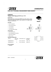 ZXMD63P02X Dual 20V P-channel enhancement mode MOSFET