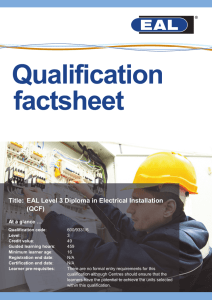 Title: EAL Level 3 Diploma in Electrical Installation (QCF)