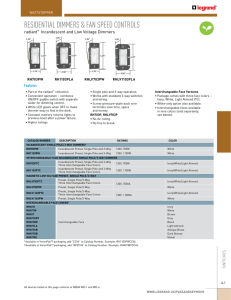 radiant Dimmers Catalog Page