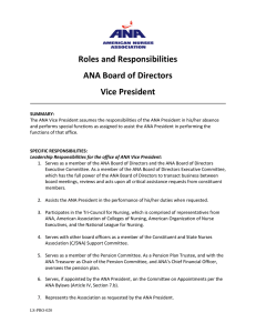 Roles and Responsibilities ANA Board of Directors Vice President