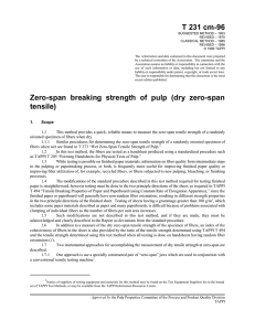 Zero-span breaking strength of pulp (dry zero