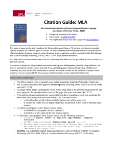 Citation Guide: MLA - SFU Library