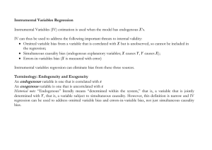 Instrumental Variables Regression Instrumental Variables (IV