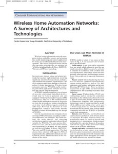 Wireless Home Automation Networks: A Survey of Architectures and