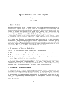 Special Relativity and Linear Algebra