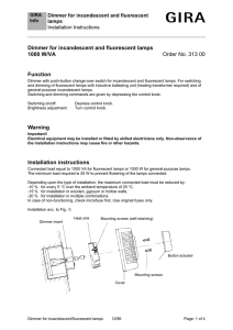 Dimmer for incandescent/fluorescent lamps
