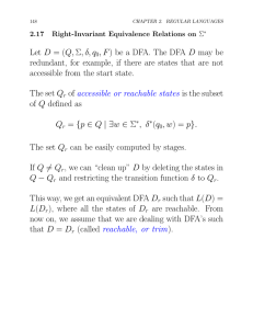 Let D = (Q,Σ,δ,q 0,F) be a DFA. The DFA D may be