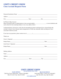 UNITY CREDIT UNION Close Account Request Form