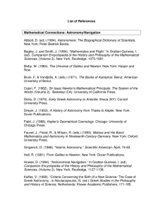 List of References Mathematical Connections: Astronomy