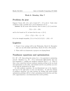 Problem du jour Logistics Nonlinear equations and optimization