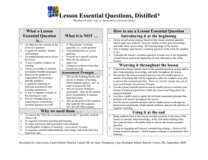 Lesson Essential Questions, Distilled*