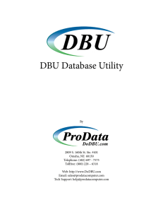 DBU Database Utility - ProData Computer Services