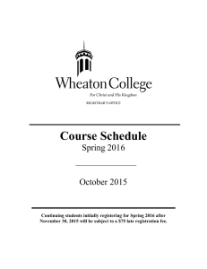 Course Schedule - Wheaton College