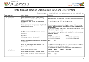 Hints, tips and common English errors in CV and letter writing