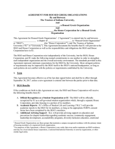 AGREEMENT FOR HOUSED GREEK ORGANIZATIONS By and