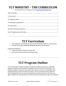 tlt ministry – the curriculum - Oregon Conference Pathfinders