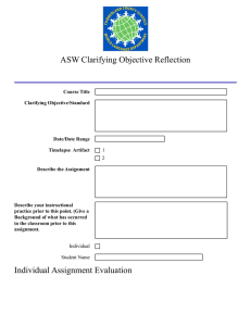 ASW Clarifying Objective Reflection Individual Assignment Evaluation